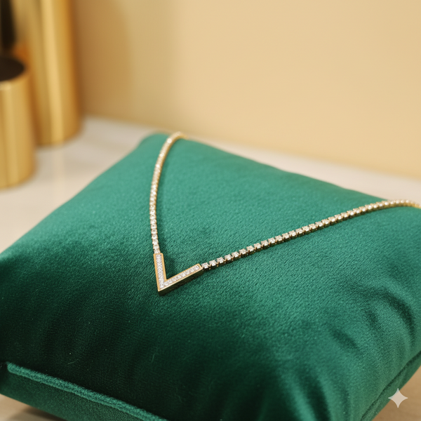 Radiant V Diamond Tennis Necklace