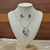 Violet Bloom Pearl Elegance Pendant Set