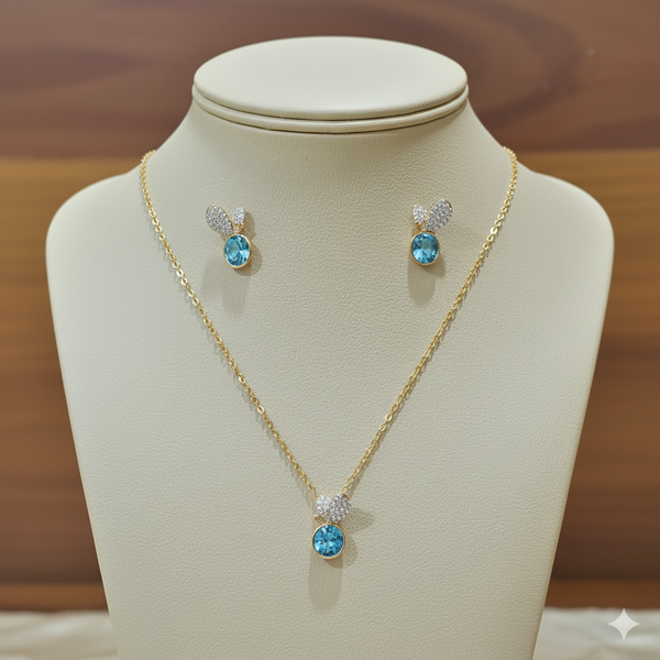 Azure Butterfly Gleam Pendant Set