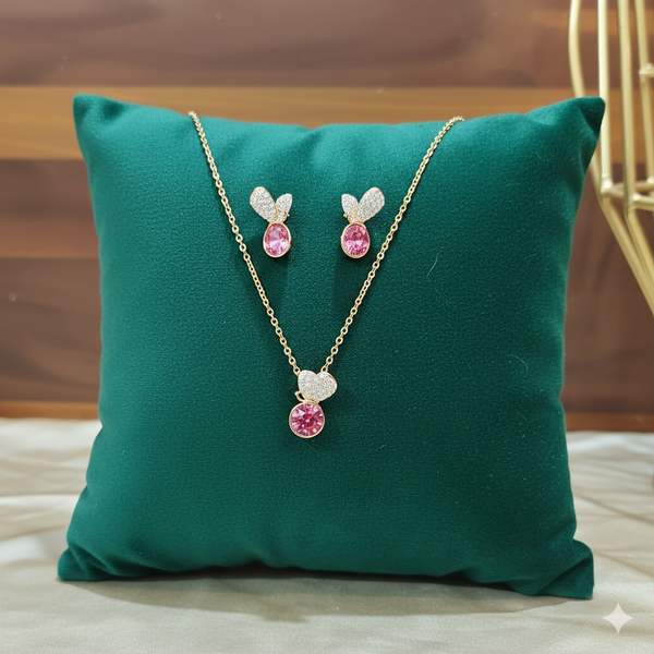 Blossom Pink Zirconia Pendant Set