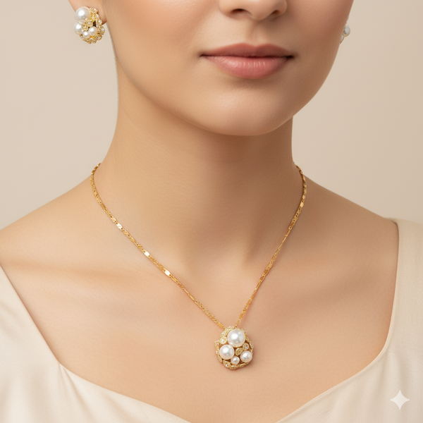 Timeless Pearl & Crystal Pendant Set