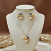 Golden Pearl & Rose Bloom Pendant Set