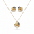 Golden Pearl & Rose Bloom Pendant Set