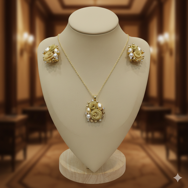 Gold & Pearl Pendant Set