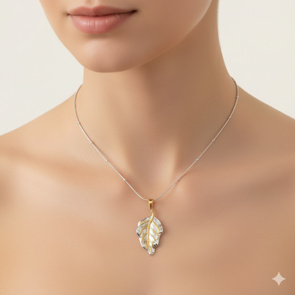 Dual-Tone Leaf Necklace