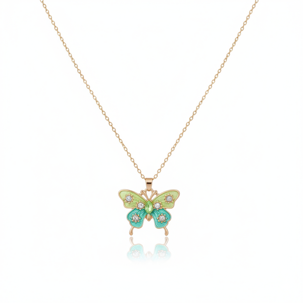 Enchanted Emerald Butterfly Necklace