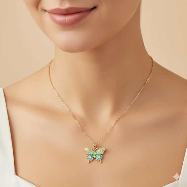 Enchanted Emerald Butterfly Necklace