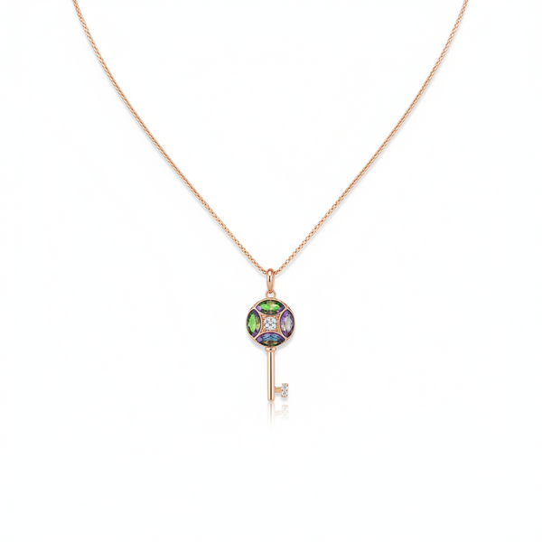 Enchanted Key Multicolor Gemstone Necklace
