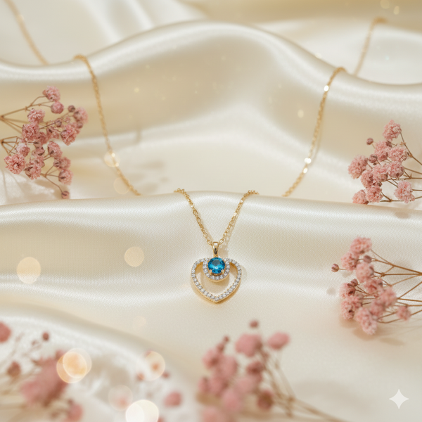 Azure Heart Embrace Necklace