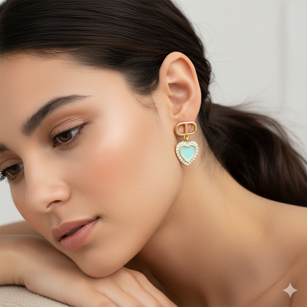 Azure Heart Dangle Earrings
