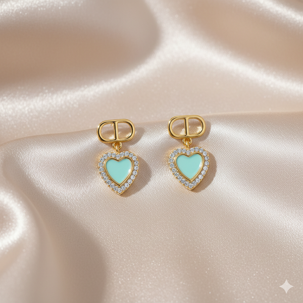 Azure Heart Dangle Earrings