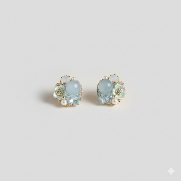 Aqua Whisper Floral Earrings