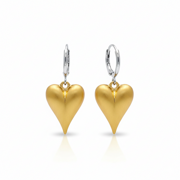 Golden Heart Drops Earrings
