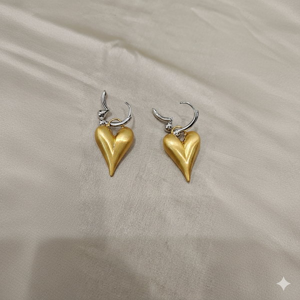 Golden Heart Drops Earrings