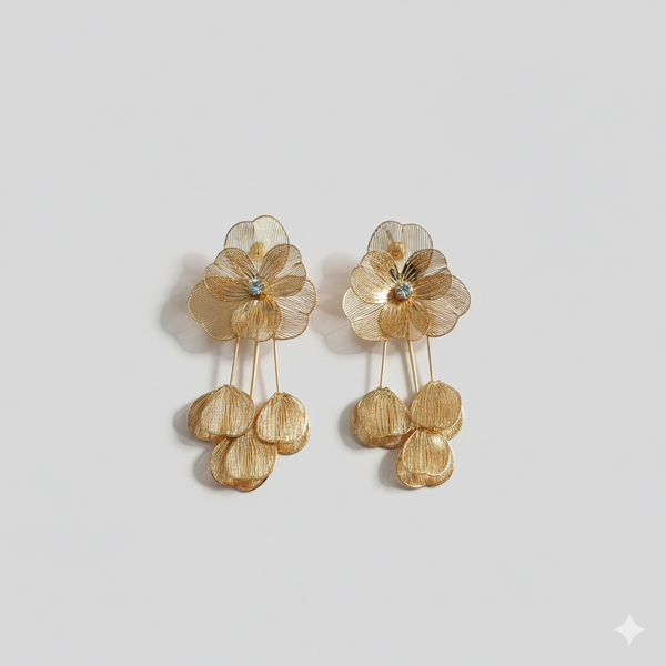 Golden Blossom Cascade Drop Earrings