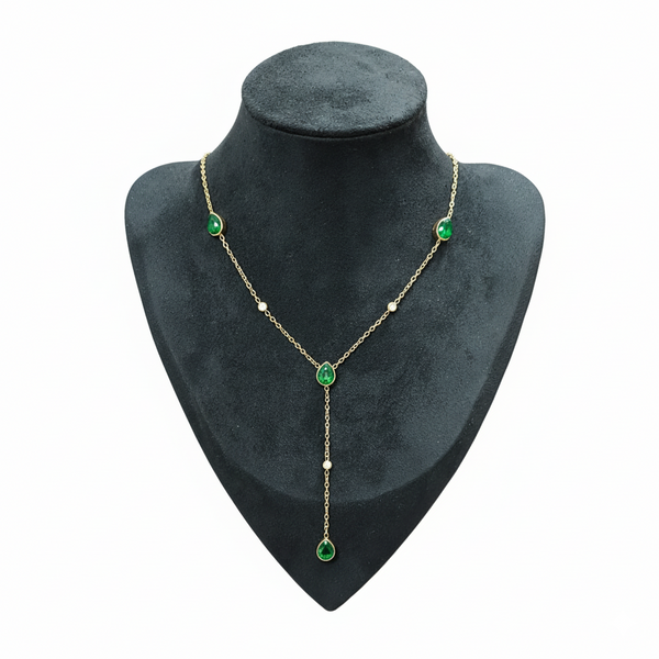 Veridian Dewdrop Lariat Necklace