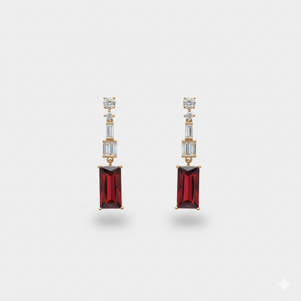 Crimson Cascade Emerald Drop Earrings