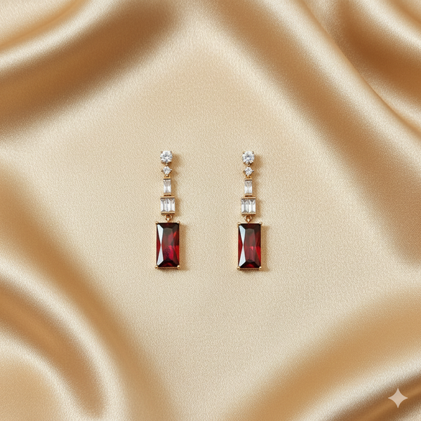 Crimson Cascade Emerald Drop Earrings