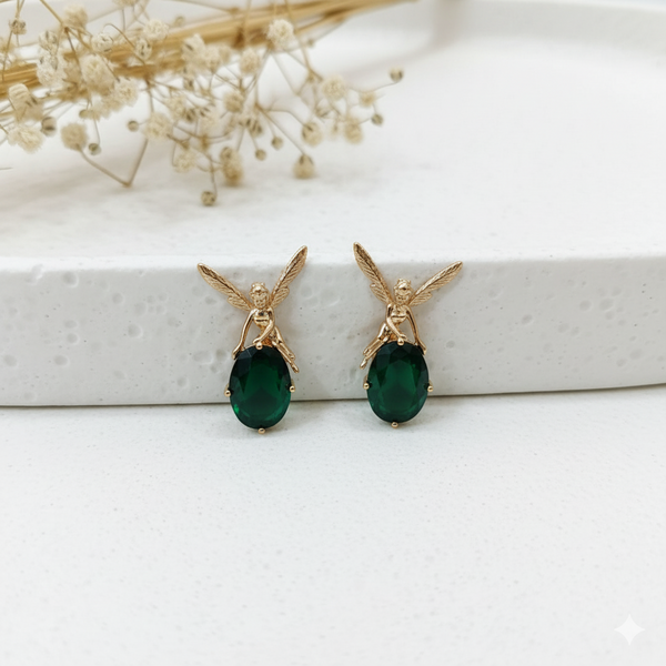 Emerald Muse Fairy Drop Earrings
