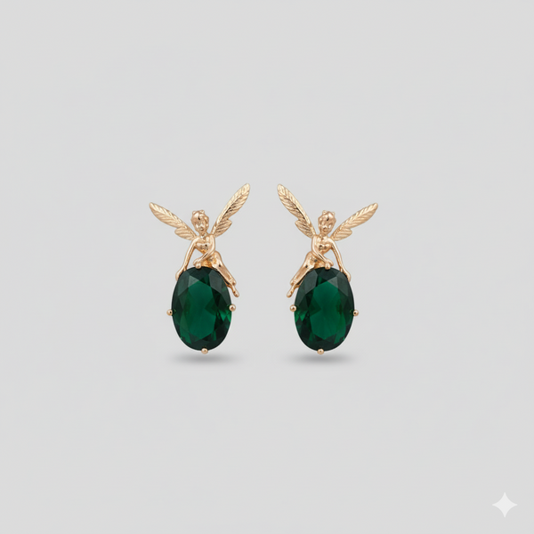 Emerald Muse Fairy Drop Earrings