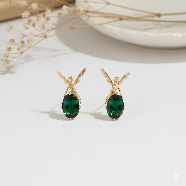 Emerald Muse Fairy Drop Earrings