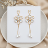 Luminous Petal & Pearl Cascade Earrings