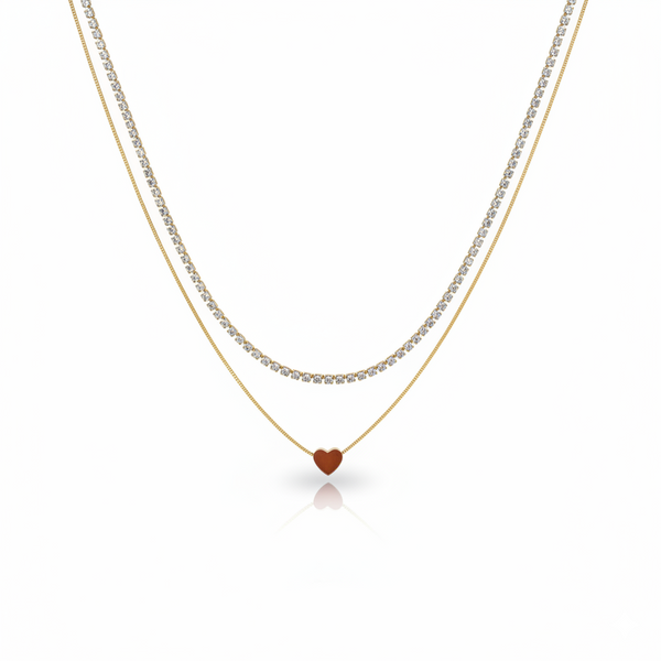 Heart & Shimmer Duo Layered Necklace