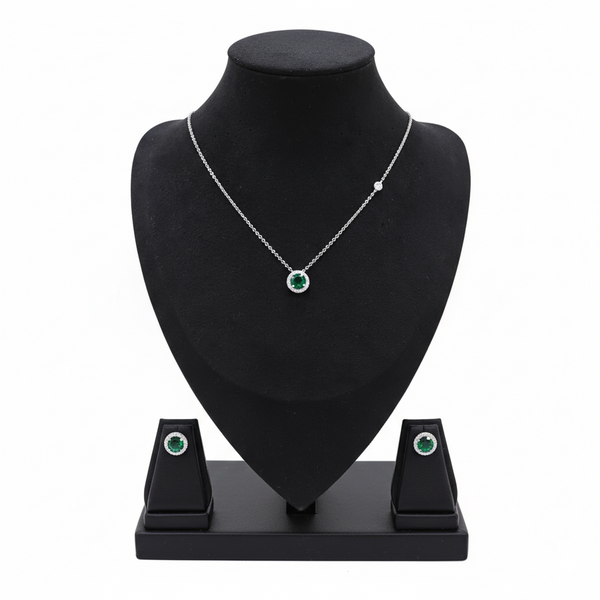 Emerald & Diamondette Pendant Set