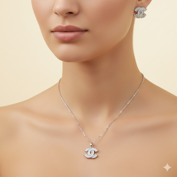 Baguette Crystal Pendant Set