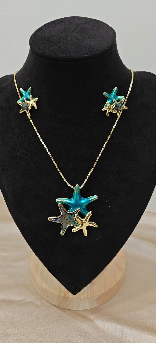 Oceanic Embrace Starfish Pendant Set