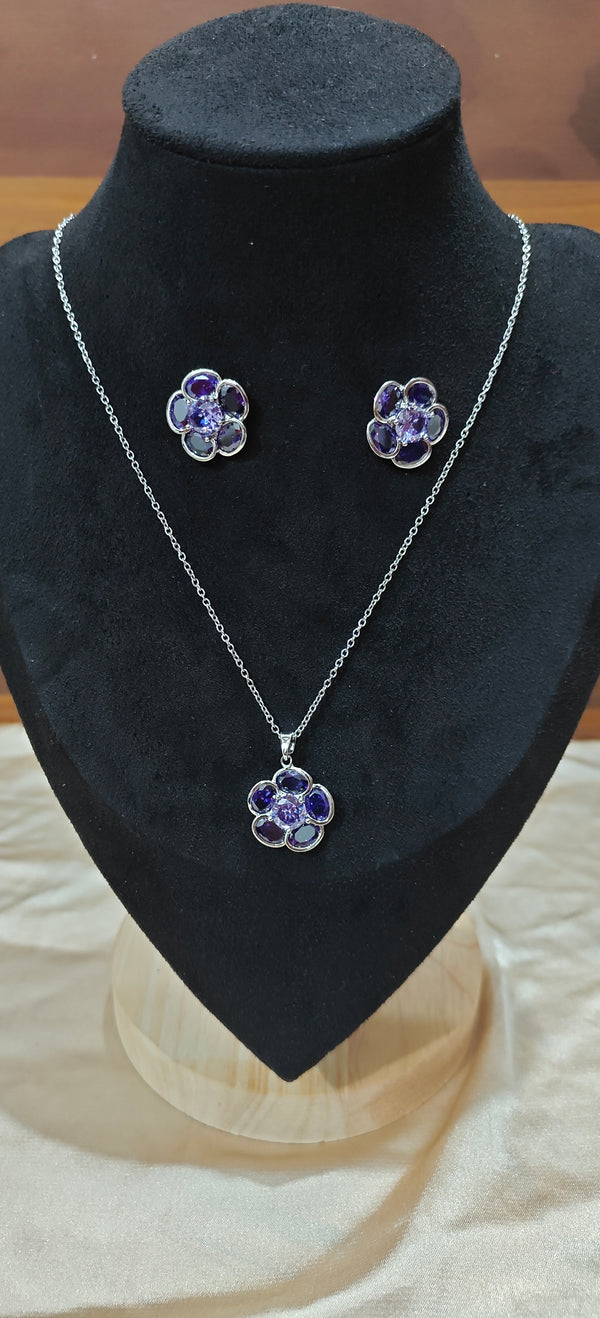 Amethyst Bloom Serenity Pendant Set