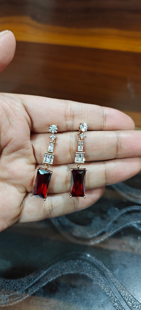Crimson Cascade Emerald Drop Earrings