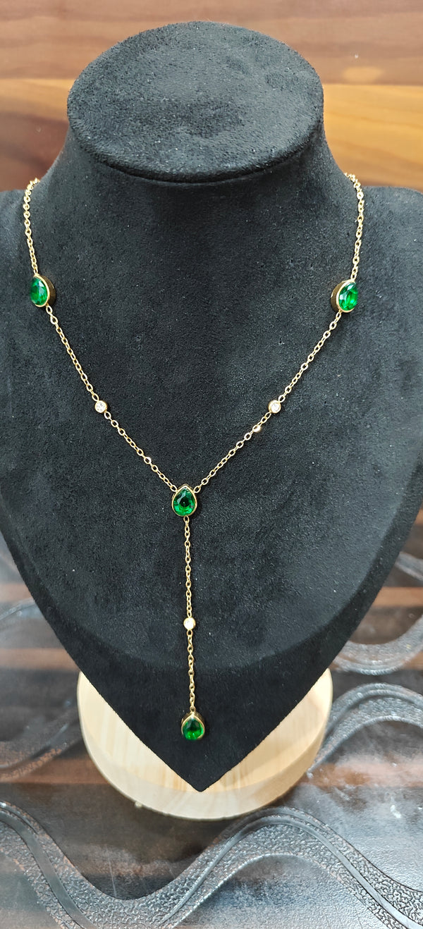 Veridian Dewdrop Lariat Necklace