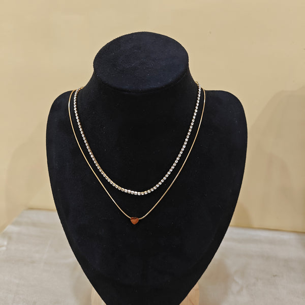 Heart & Shimmer Duo Layered Necklace