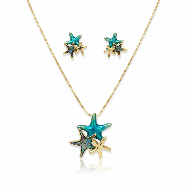 Oceanic Embrace Starfish Pendant Set