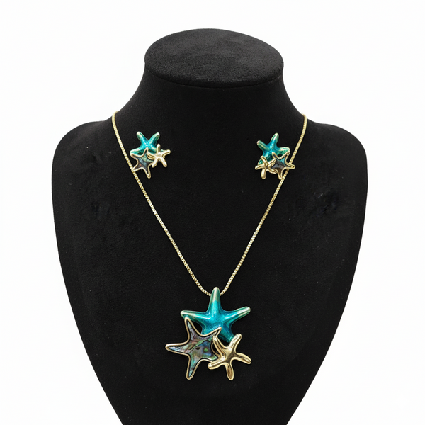 Oceanic Embrace Starfish Pendant Set
