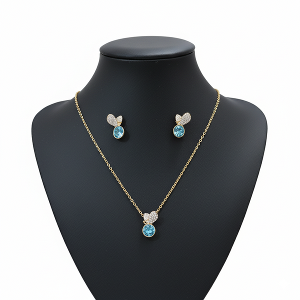 Azure Butterfly Gleam Pendant Set