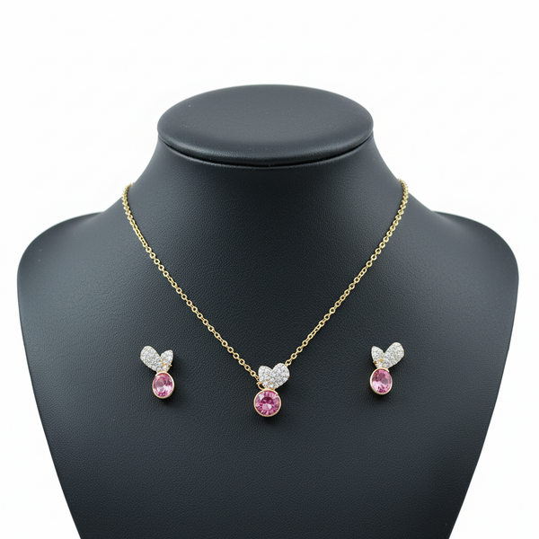 Blossom Pink Zirconia Pendant Set