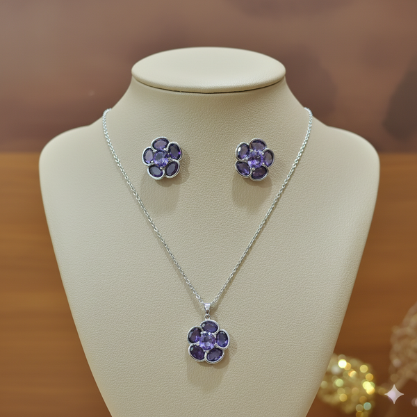 Amethyst Bloom Serenity Pendant Set