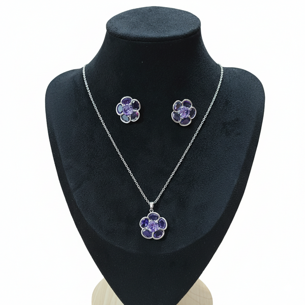Amethyst Bloom Serenity Pendant Set
