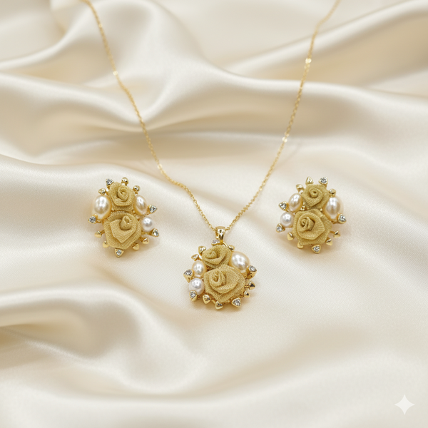 Gold & Pearl Pendant Set