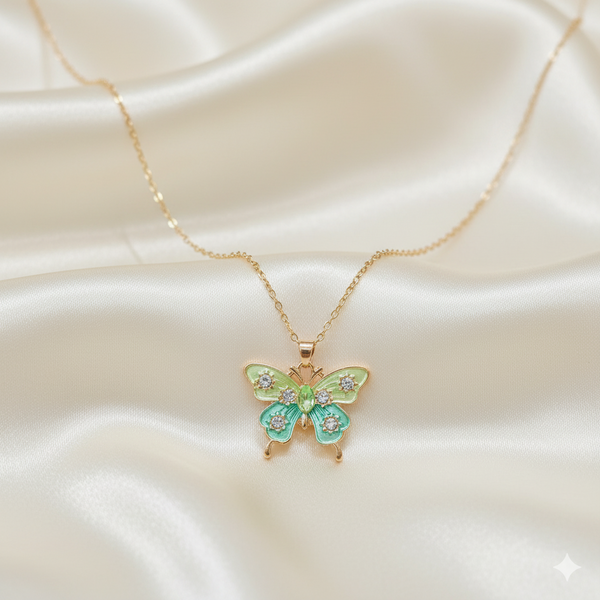 Enchanted Emerald Butterfly Necklace