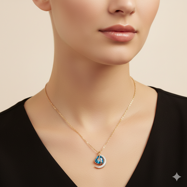 Celestial Heart & Moon Necklace