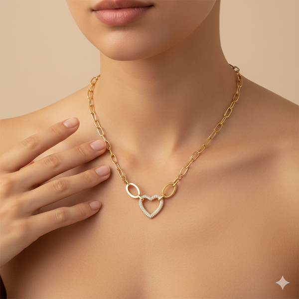 Dazzling Heart Link Necklace
