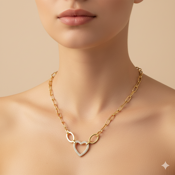 Dazzling Heart Link Necklace