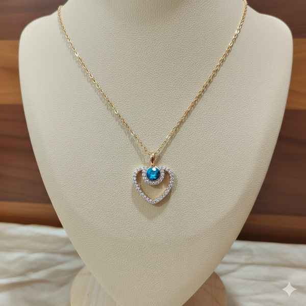 Azure Heart Embrace Necklace