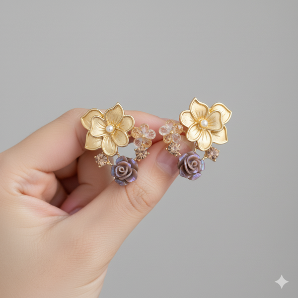 Enchanted Bloom Floral Drop Earrings