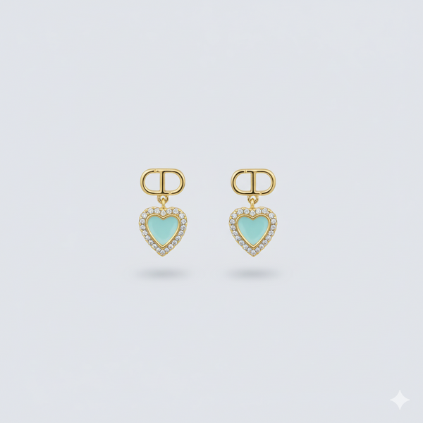 Azure Heart Dangle Earrings