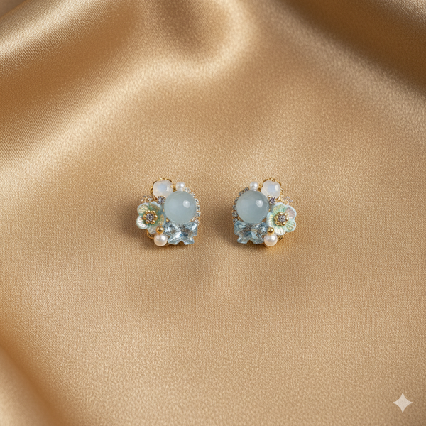 Aqua Whisper Floral Earrings