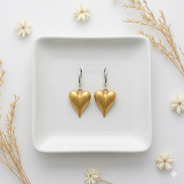 Golden Heart Drops Earrings